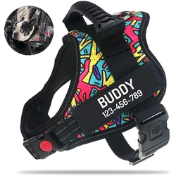 Personalised No Pull Dog Harness with Custom Name and Phone Number Heavy Duty Pet Vest To Prevent Tugging Pulling Choking Lost