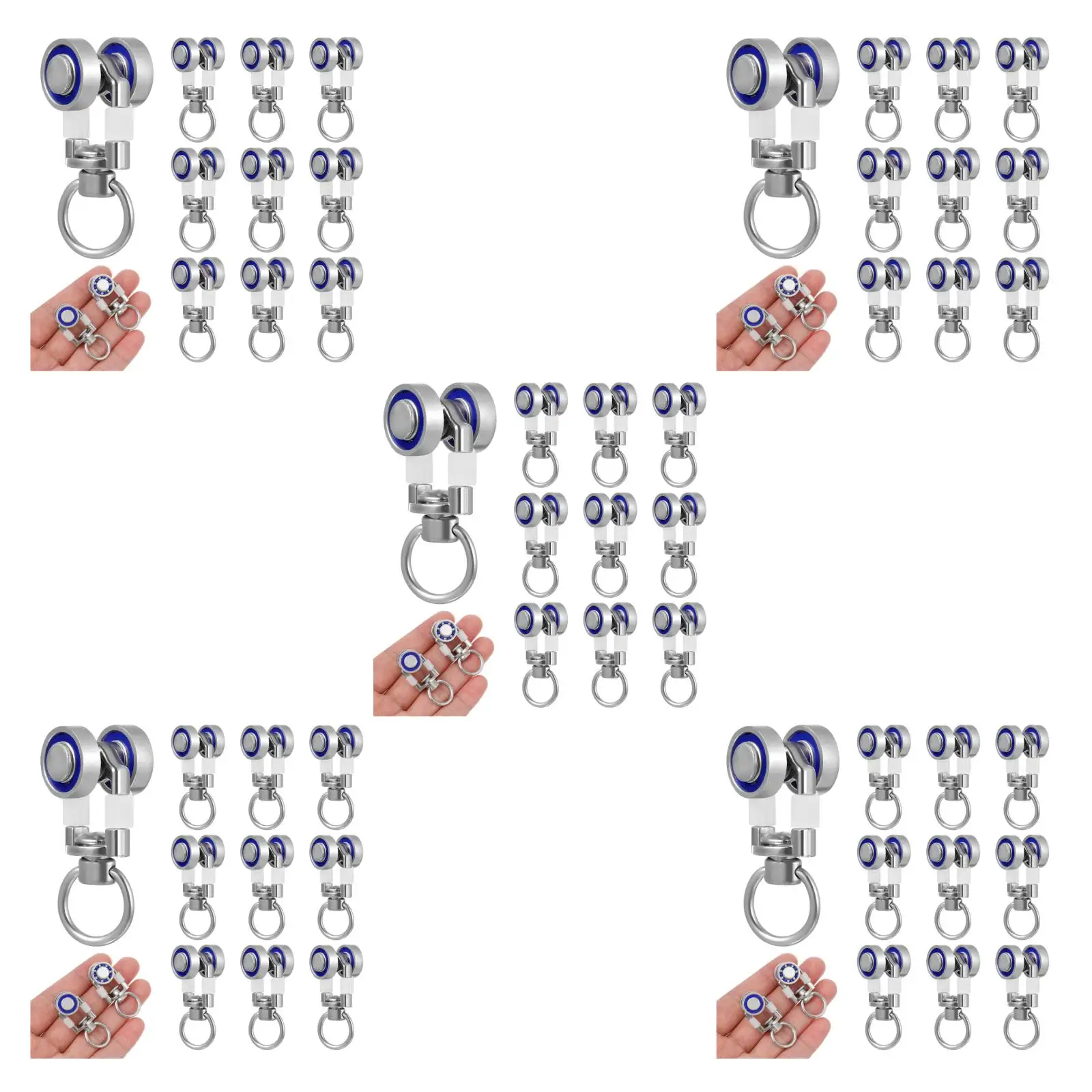 

5pcs Set of 5 Curtains Pulley Rail Pulleys Runners Track Gliders and Hooks Sliding Roller