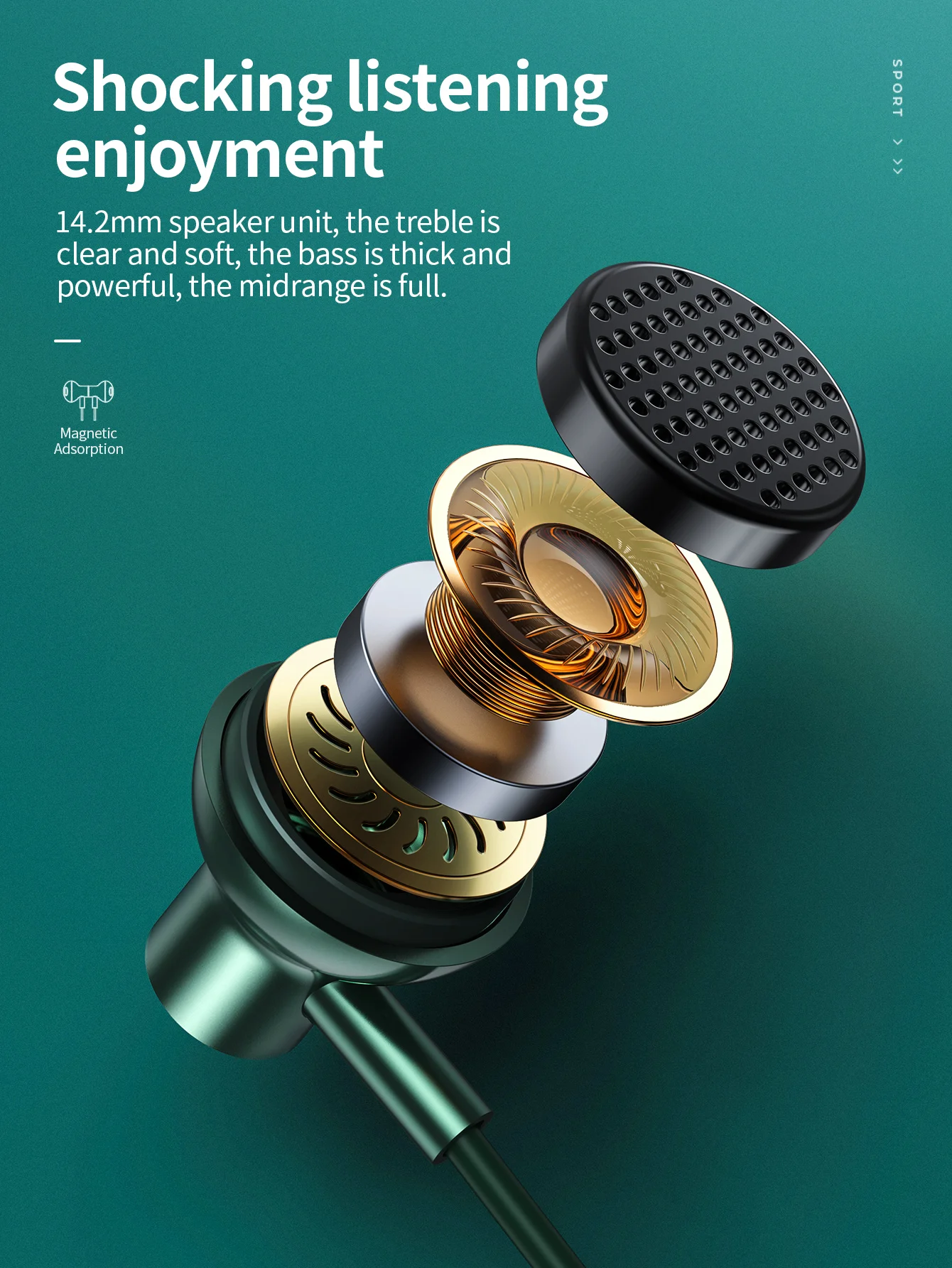 HOCO ES58 Wireless Neckband Earphones In Ear Headphone Bluetooth 5.0 Sport Running Music Soft Skin Friendly Headset With Mic