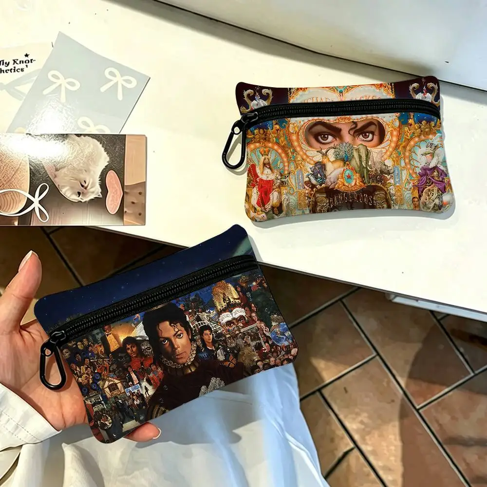 Pop Singer M-Michael J-Jackson Oxford Cloth Zipper Coin Purse Portable Hanging Key Pouch Organizer For Travel Cosmetic Bag