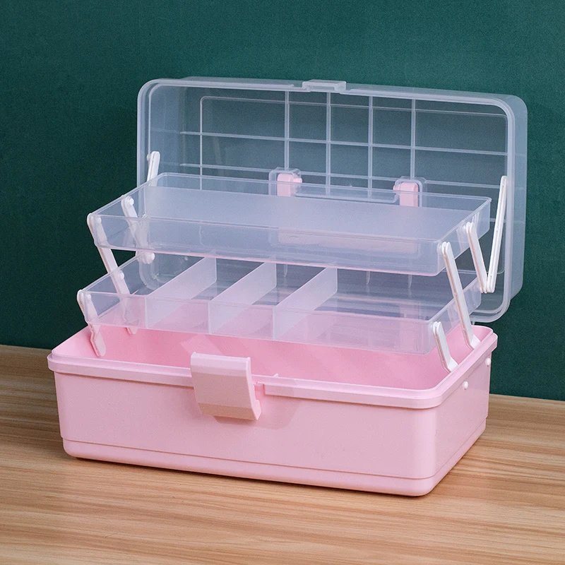 

Portable Large Makeup Box Hard Plastic Makeup Organizer Box Secure Latch Travel Spacious Storage Dust-proof Cosmetics Shelf