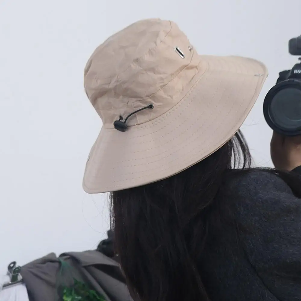 Fashion UV Protection Men's and Women's Hat Hiking Camping Wide Brim Sun Hat Fishing Waterproof Drawstring Bucket Hat Travel