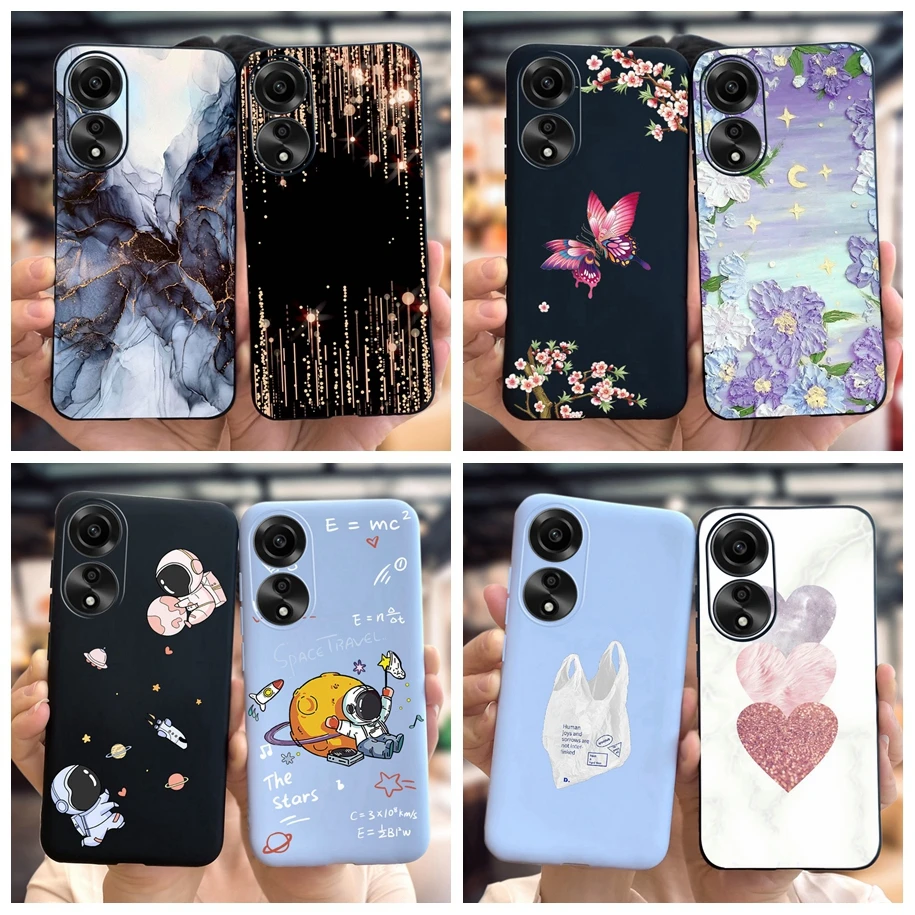 For OPPO A78 4G 5G Case CPH2565 CPH2483 CPH2495 Back Cover Lovely Heart Astronaut Phone Cover For OPPOA78 A58 5G A58X Funda 2023