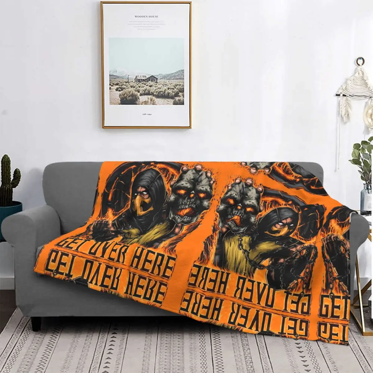 Scorpion Get Over Here Blanket Mortal Kombat Fighting Game Plush Summer Breathable Ultra-Soft Throw Blankets For bed Rug Piece