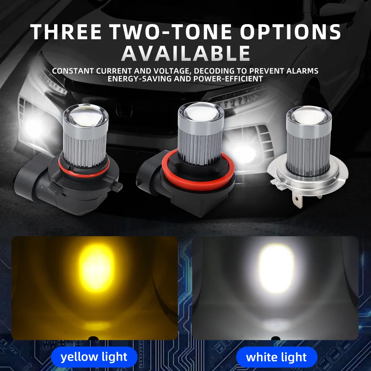 2PCS H11 Car Fog Lamp H7 LED 9005 9006 Projector Mini Lens 3000K Amber 6000K White Fog Light Bulb Super Bright LED DRL 12V gallery 1