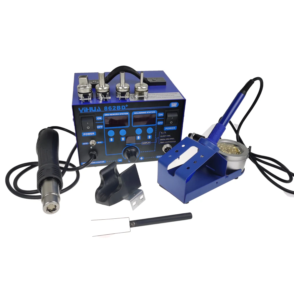 YIHUA 862BD+ 110V / 220V 720W 2 in 1 SMD Rework Soldering Station Hot Air Gun Solder Iron