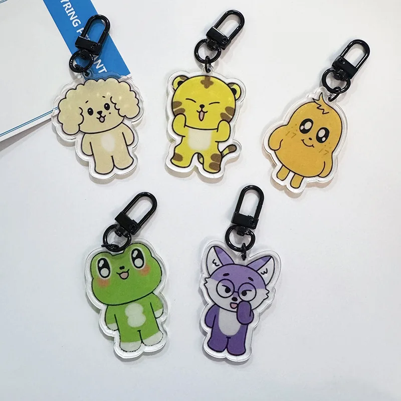 Popular Boy Small 7 Group Animal Series Figure JEONGHAN COUPS Acrylic Keychain Kawaii Cat Rabbit Pendant Keyring Fans Gifts Toys