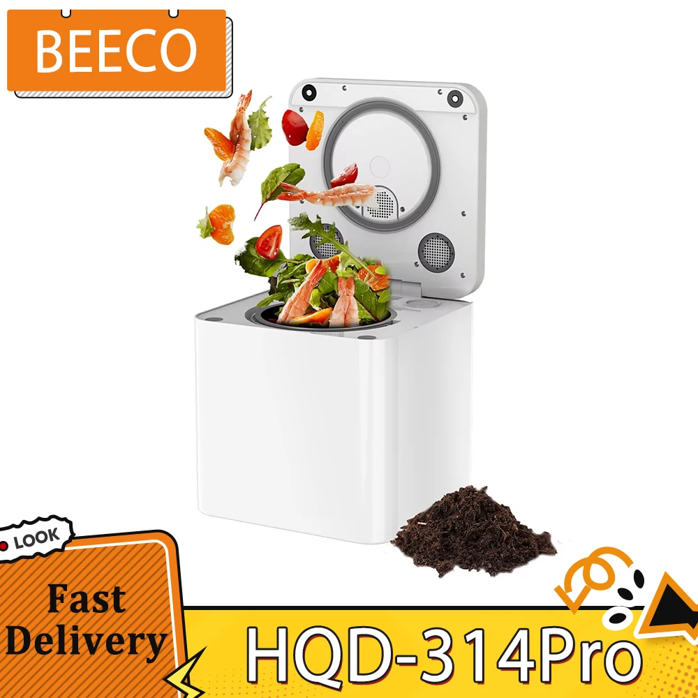 BEECO HQD-314Pro Kitchen Composter capacità 3.3L che trasforma i rifiuti in fertilizzante naturale luce UVC incorporata schermo LCD con blocco per bambini