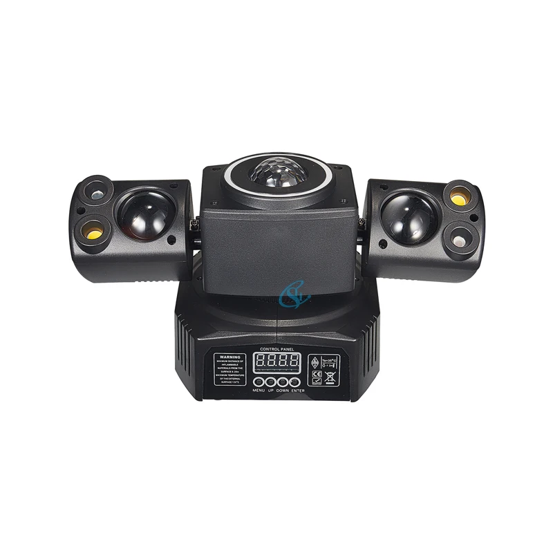 DJ Party Disco Ball Light Double Arm LED 60W Mini Beam Moving Head Light Stage Bar Performance Lamp DMX Remote Control