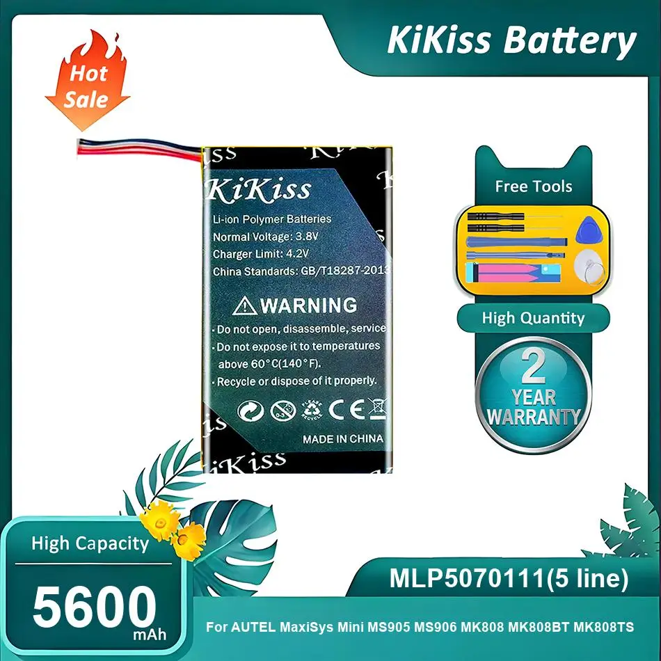 Li-ion Polymer Battery For AUTEL Maxisys Mini MS905 MS906 MK808 MK808BT MK808TS,MLP5070111(5 line),5600mAh