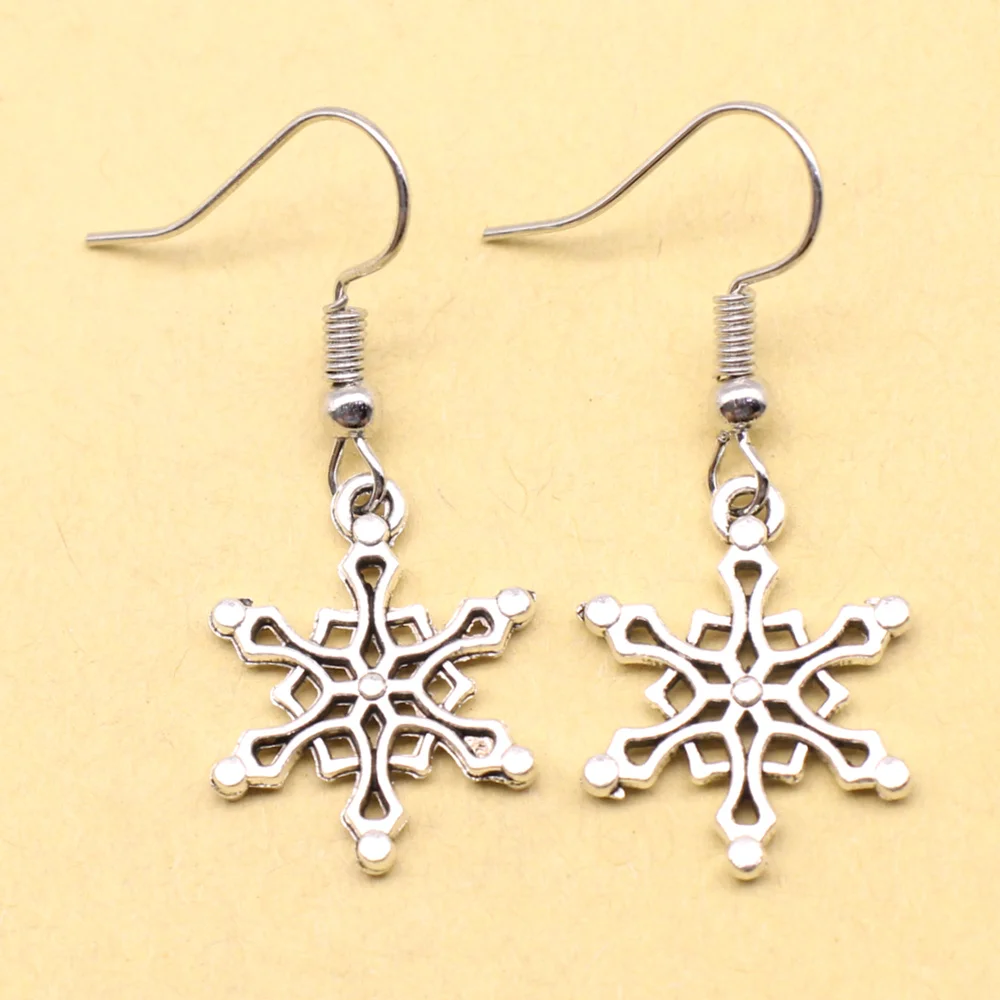 1 Pair Snowflake Handmade Earrings Diy Jewelri 16x20mm