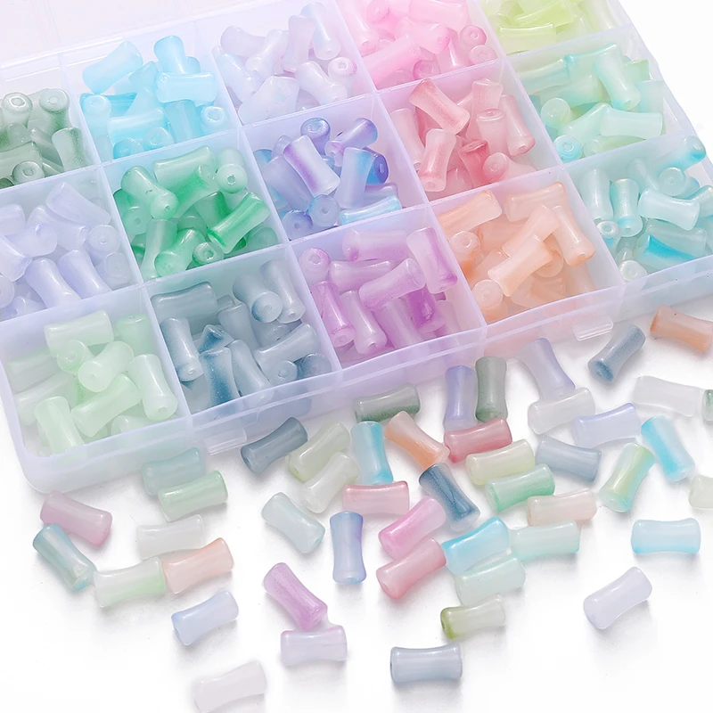 20/50 قطعة التدرج اللون الزجاج الخيزران شكل مشترك الخرز أنبوب الخيزران فضفاض الخرز لصنع المجوهرات سوار Charm بها بنفسك إكسسوارات