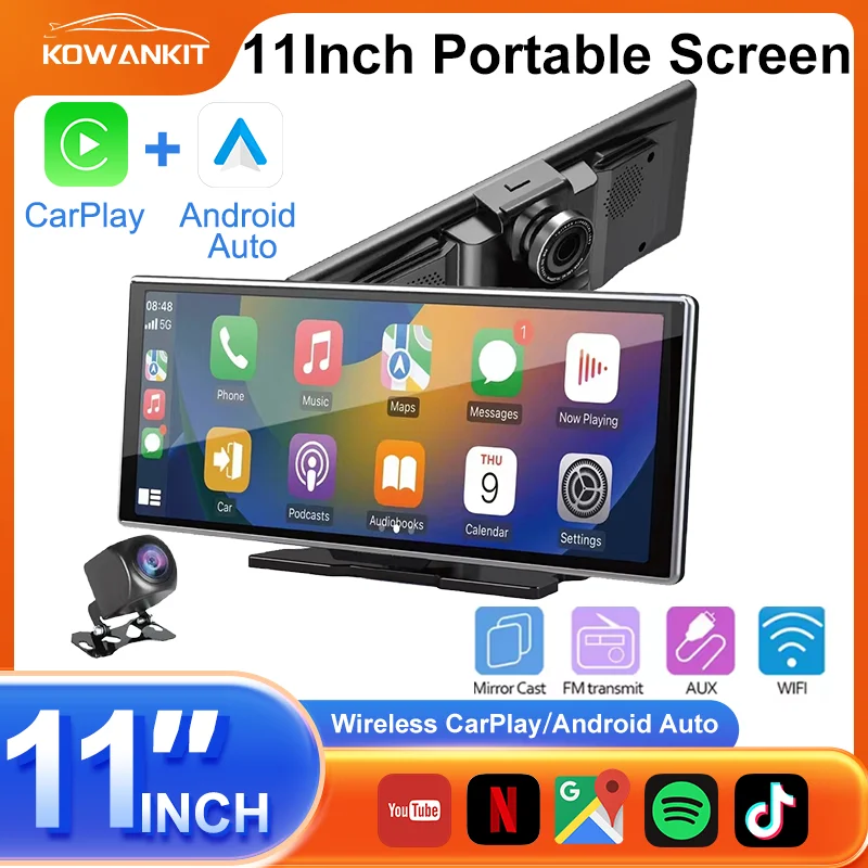 

Universal 11 Inch Portable Wireless Carplay Car Screen HD Rear Reversing Android Auto MP5 Multimedia Video Player Car Radio