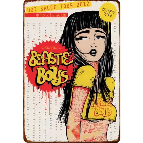 Beastie Boys Hot Sauce Tour 2012 Concert Metal Sign Retro Tin Sign Decor ;