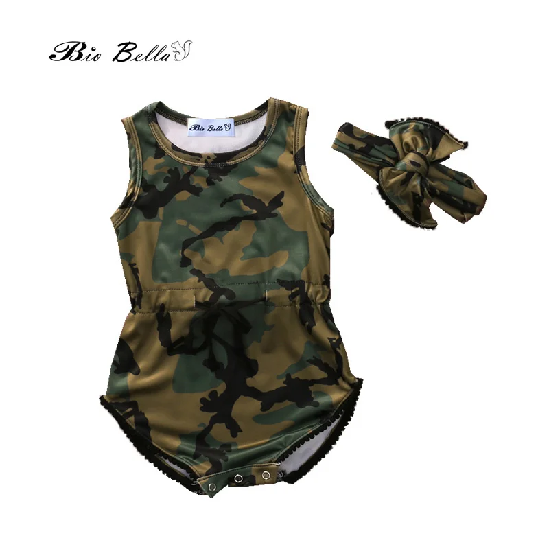 

Newborn Girl Clothing Set Summer Sleeveless Camouflage Bodysuit+Headband 2Pcs Outfits Kids Bebes Infantil Clothing Sets