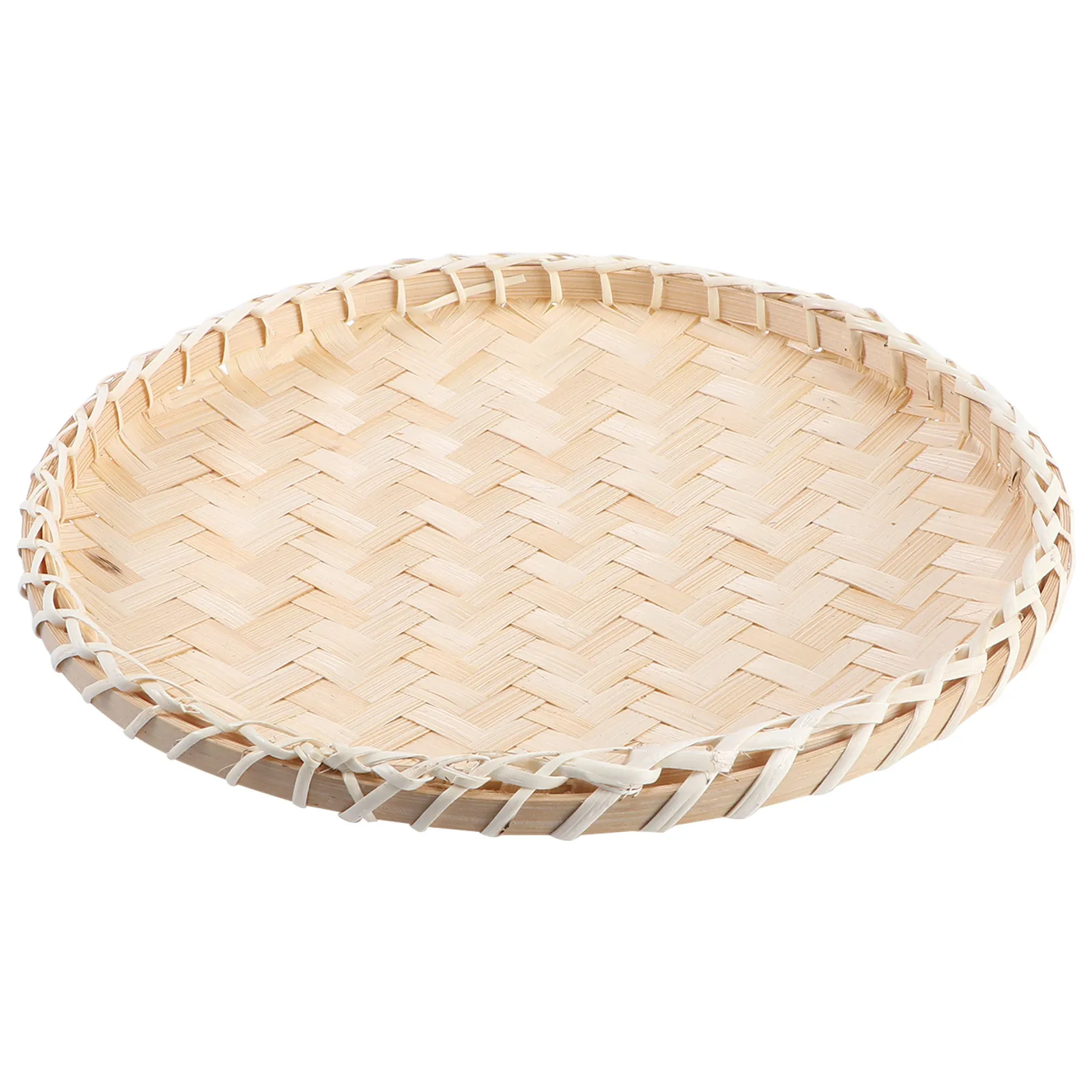 1Pcs Bamboo Weaving Dustpan Decorative Storage Plate Rustic Bread Fruit Basket Handmade Woven Organizer Home Wall Decor