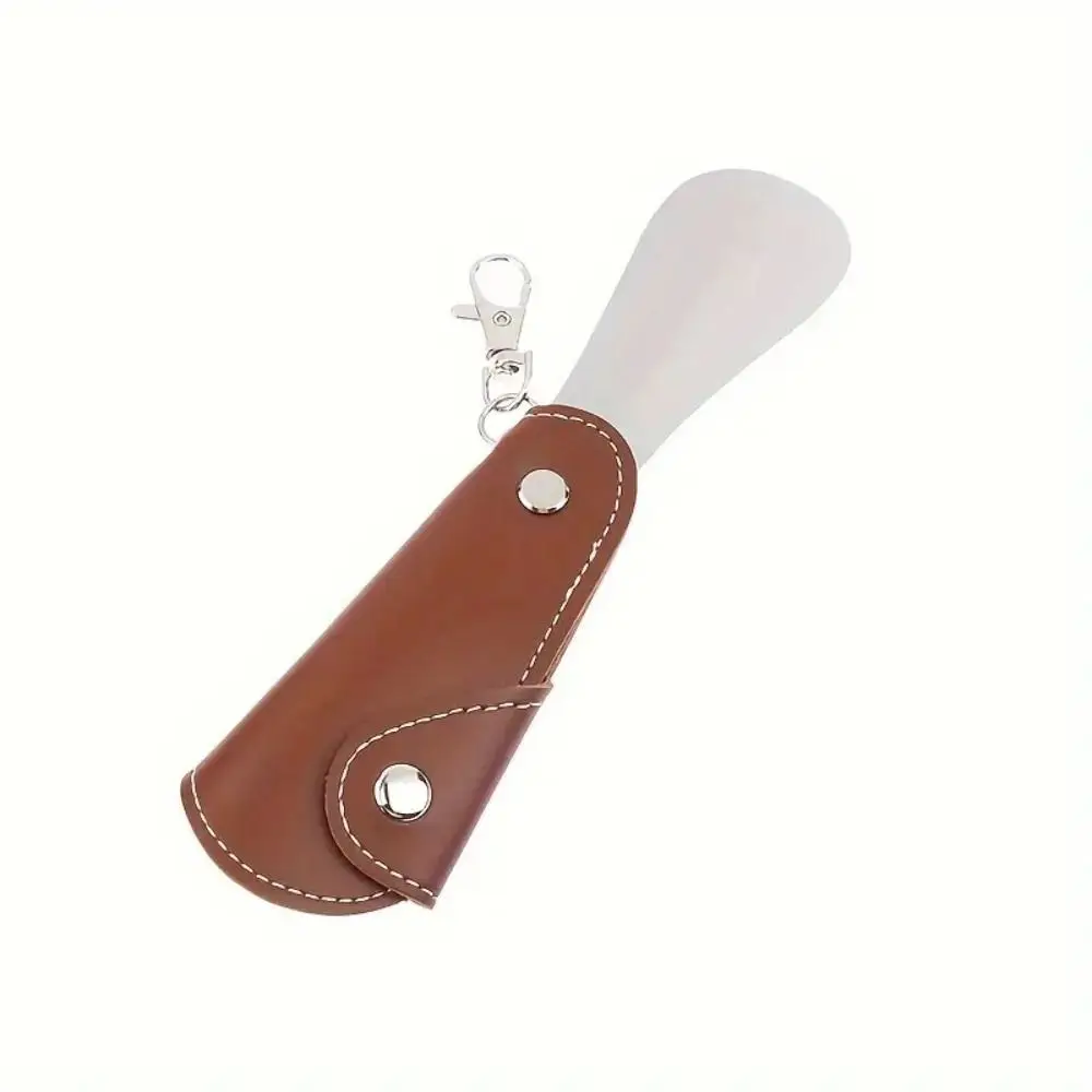 Stainless Steel Foldable Shoehorn Leather Convenient Portable Shoehorn Ideal Assistance Tool Easy-Grip Shoe Puller Keychain
