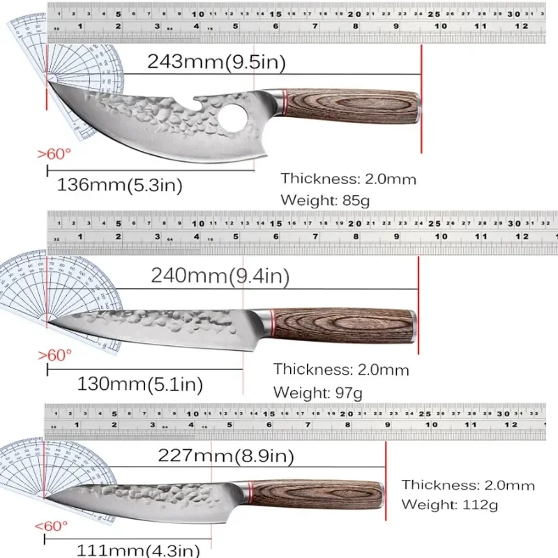 Kitchen Knives Set Handmade Boning Knife Profession Chef Butcher Knife Colored Wooden Handle Sharp Meat Cleaver Hand Tool