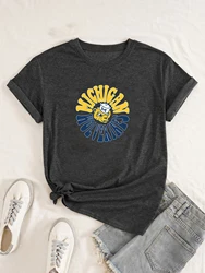 Michigan T-shirt Cotton Gothic Vintage grunge style Aesthetic fashion unisex Casual Short Sleeve Tee