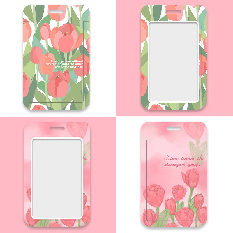 ที่ใส่บัตรรูปภาพดอกไม้ลายดอกไม้ที่ใส่บัตรประชาชนสีน้ำมันสไตล์ยุโรปที่ใส่บัตรสำนักงานน่ารักลายดอกไม้