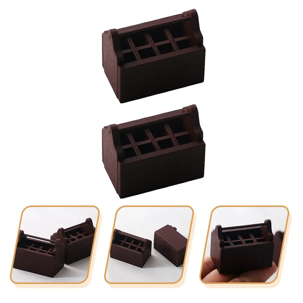 

2Pcs Mini Wooden Toolbox Light Weight Mini House Decor Miniature Furniture Accessory Small Size Craft Supplies for DIY Home