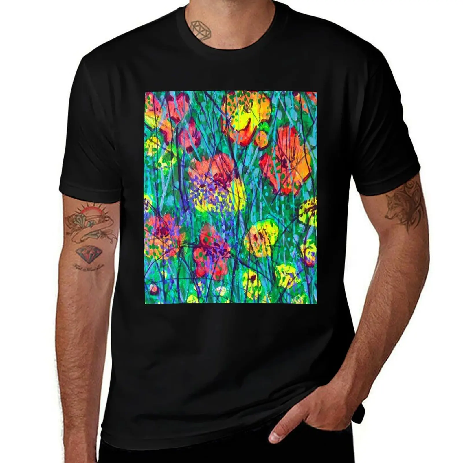 Hidden Flowers T-Shirt Classic Print Short Sleeve Shirt T-Shirt