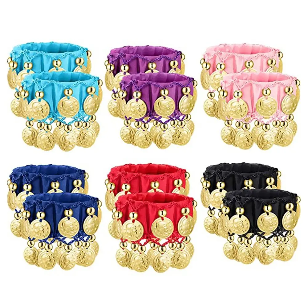 

1 Pair Belly Dance Accessories Jewelry Gold Coin Wristlet Rattle Bracelet Belly Dance Wrist Bracelets Hand Cuff