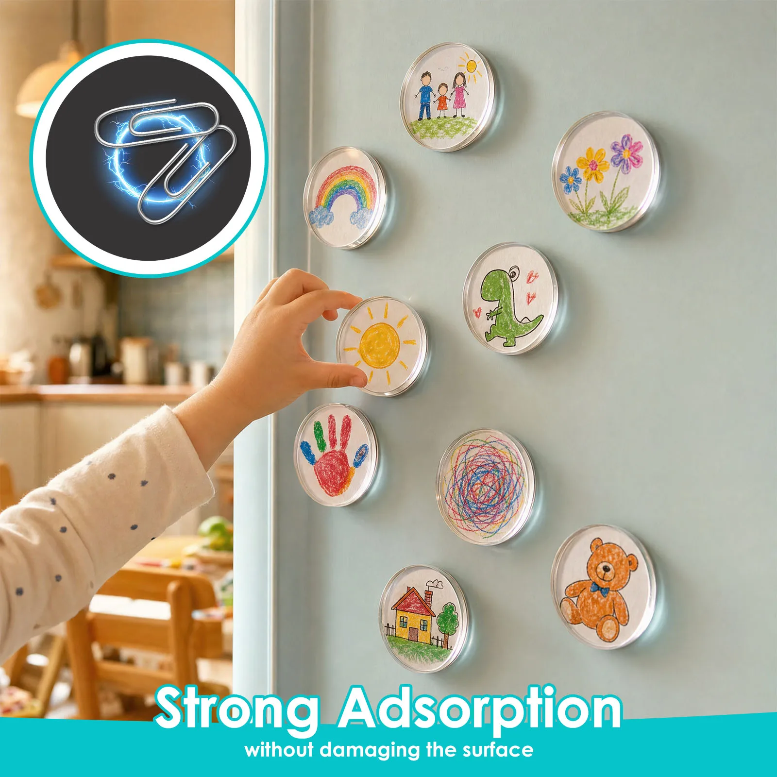 20 Pcs DIY Fridge Magnet Acrylic Handmade Magnetic Refrigerator Sticker with Double Sided Adhesive Clear Fridge Magnet for Home