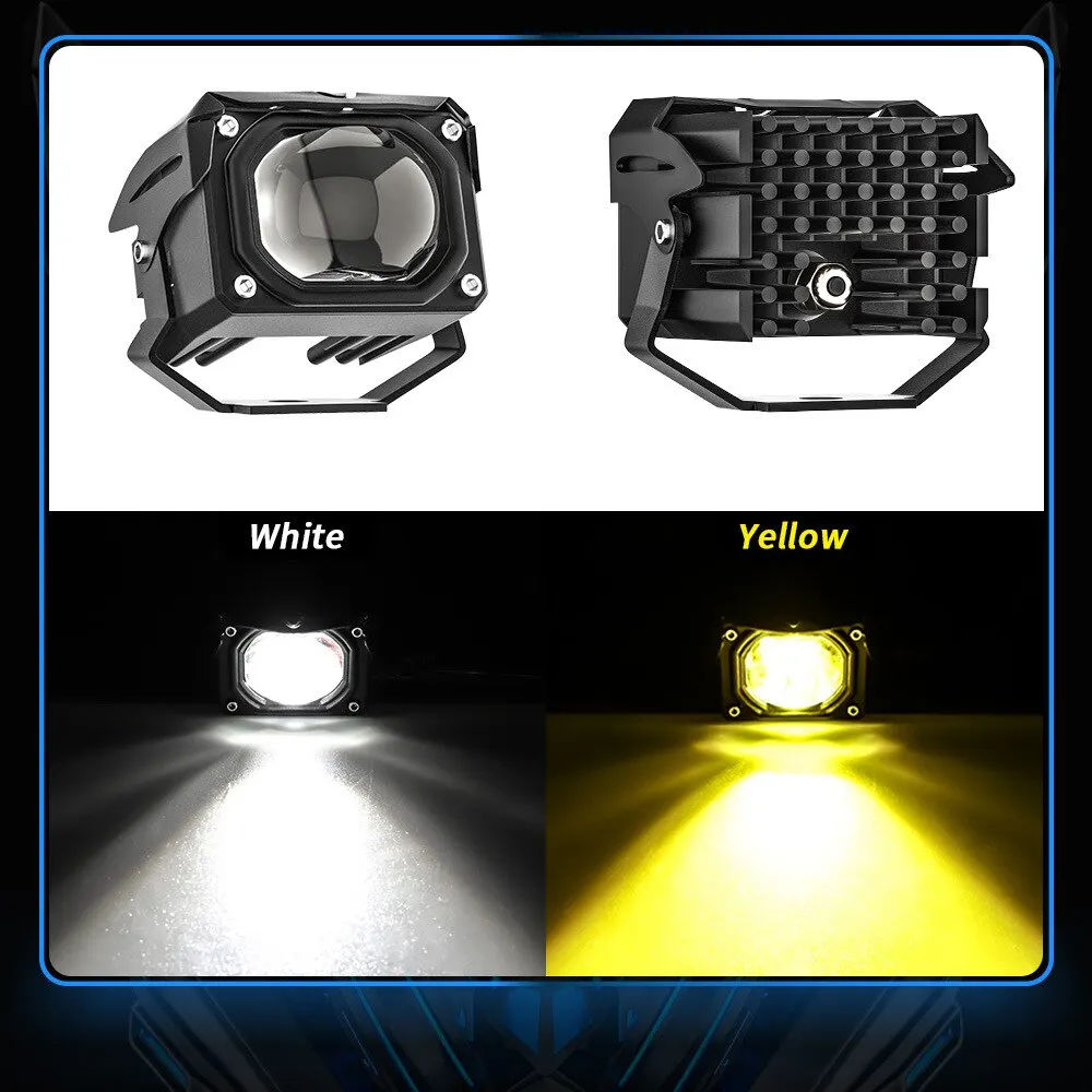 1PC Auxiliary motorcycle headlight 12 beads 8-86V flasher front additional spotlight LED fog light lens