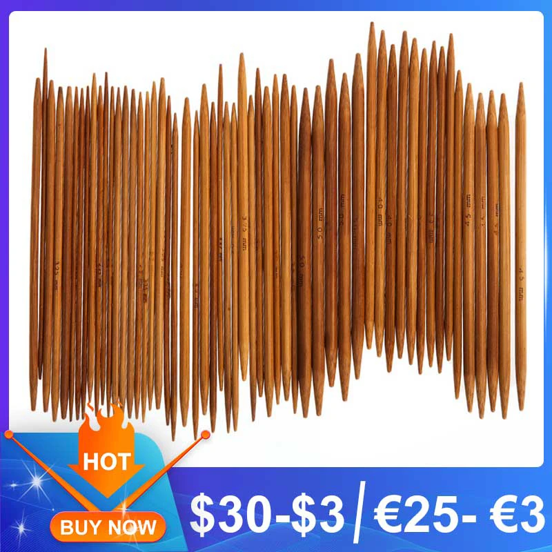 55Pcs/set 11 Sizes 13cm Double Pointed Needle Carbonized Bamboo Sweater Needle Knitting Needles Weave Knit Scarf  Sewing Tool