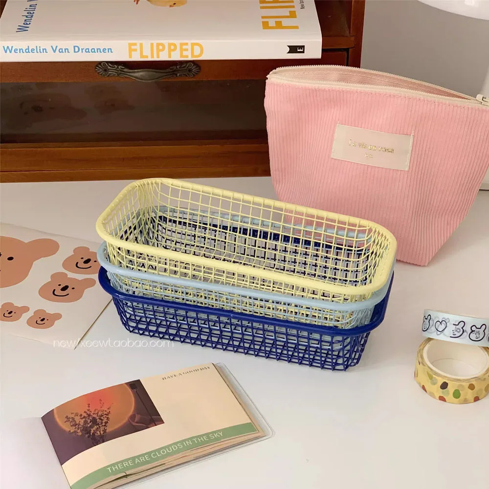 Imagem -06 - Metal Storage Basket para Diversos Desktop Organizer Photocards Titular Papelaria Make up Sorting Escritório Casa Fornecedores