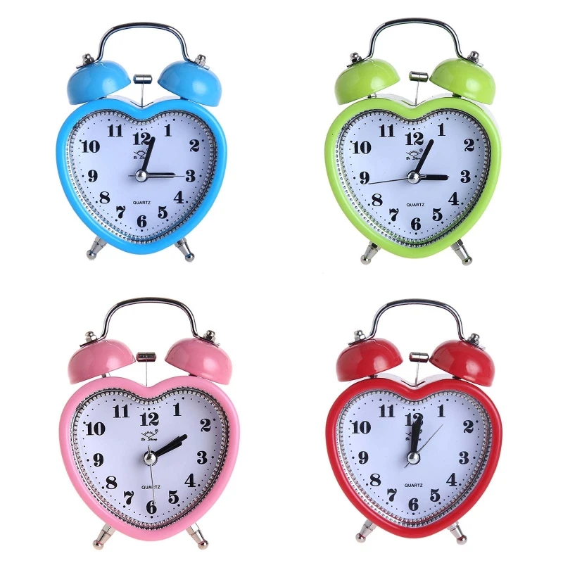 Heart Alarm Clock No Ticking Silent Night Light for Time Clocks for Kids Girls Bedroom Snooze Wake Up Clocks