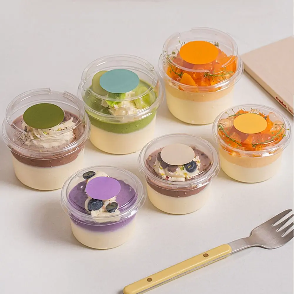 50Pcs 150/250ml Disposable Salad Cups Round Shape Leak-Proof Dessert Cups Bowl Containers Clear Plastic with Lid