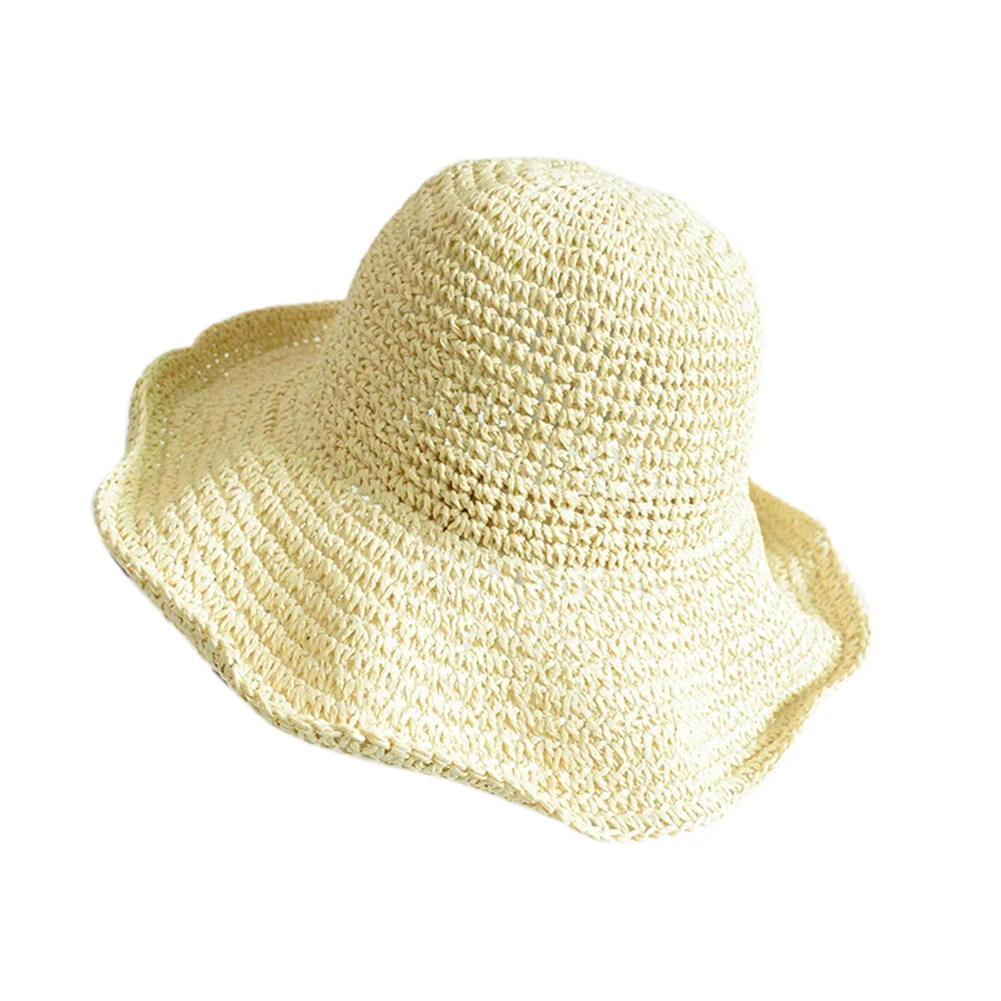 Women Summer Hats Sun Beach Panama Straw hat Wide Wave Brim Folded Outdoor CAPS Leisure Holiday Raffia Cap visors