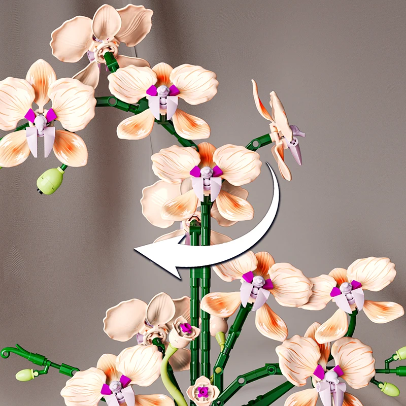 Boeket Orchideebloesem Bouwstenen DIY Bloemen Speelgoed voor Kind Volwassen DIY Montage Speelgoed Realistisch Bloemendisplay Huis Decor