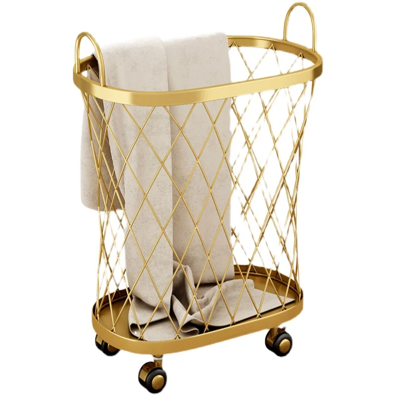 

basket clothes storage basket household movable wheel storage basket dirty clothes in the frame