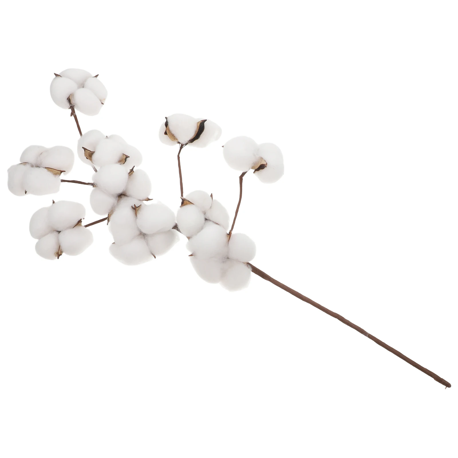 

10 Heads Dried Cotton Stems Fake Flower Natural Look Vase Filler for Spring Fall Decor Wreaths Garlands Balcony Display Faux