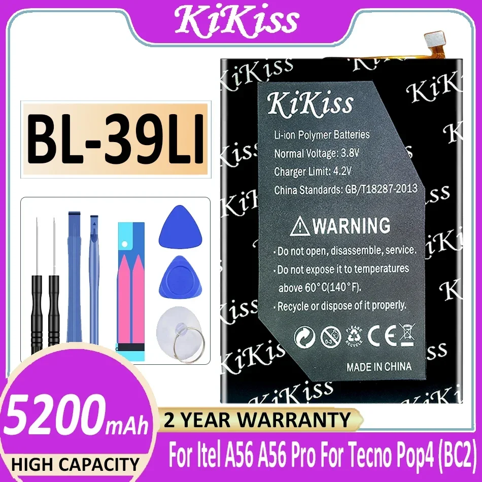 

KiKiss Battery BL-39LI BL39LI 5200mAh For Tecno Pop4 Pop 4 (BC2) For Itel A56Pro A56 Pro Mobile Phone Bateria