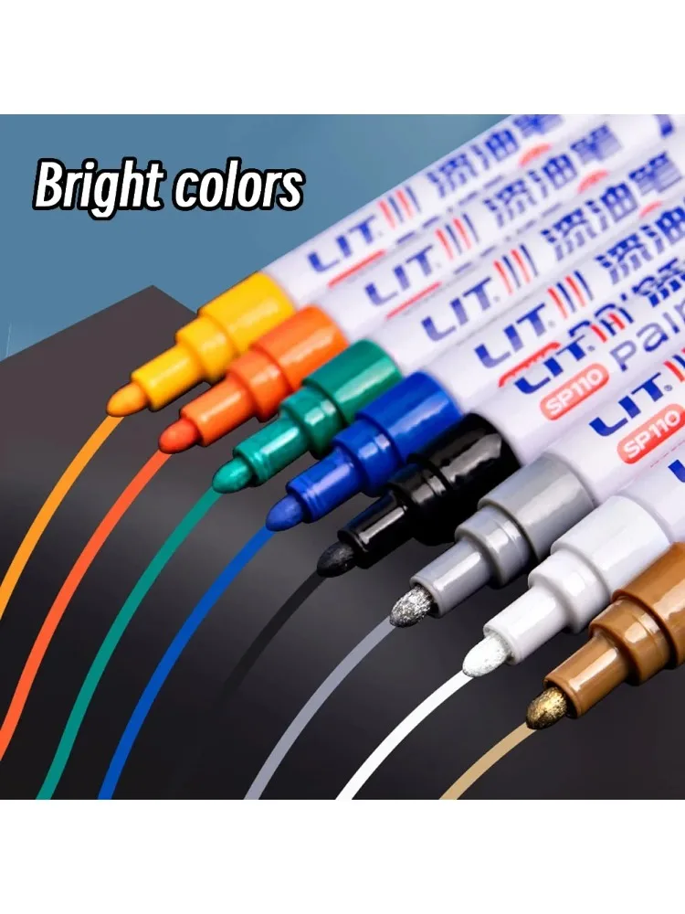 3mm 10er-Pack Bunte 8-Farben Permanente Farbstifte Wasserfeste Weiße Marker für Reifenprofil, Gummi, Stoff, Metall