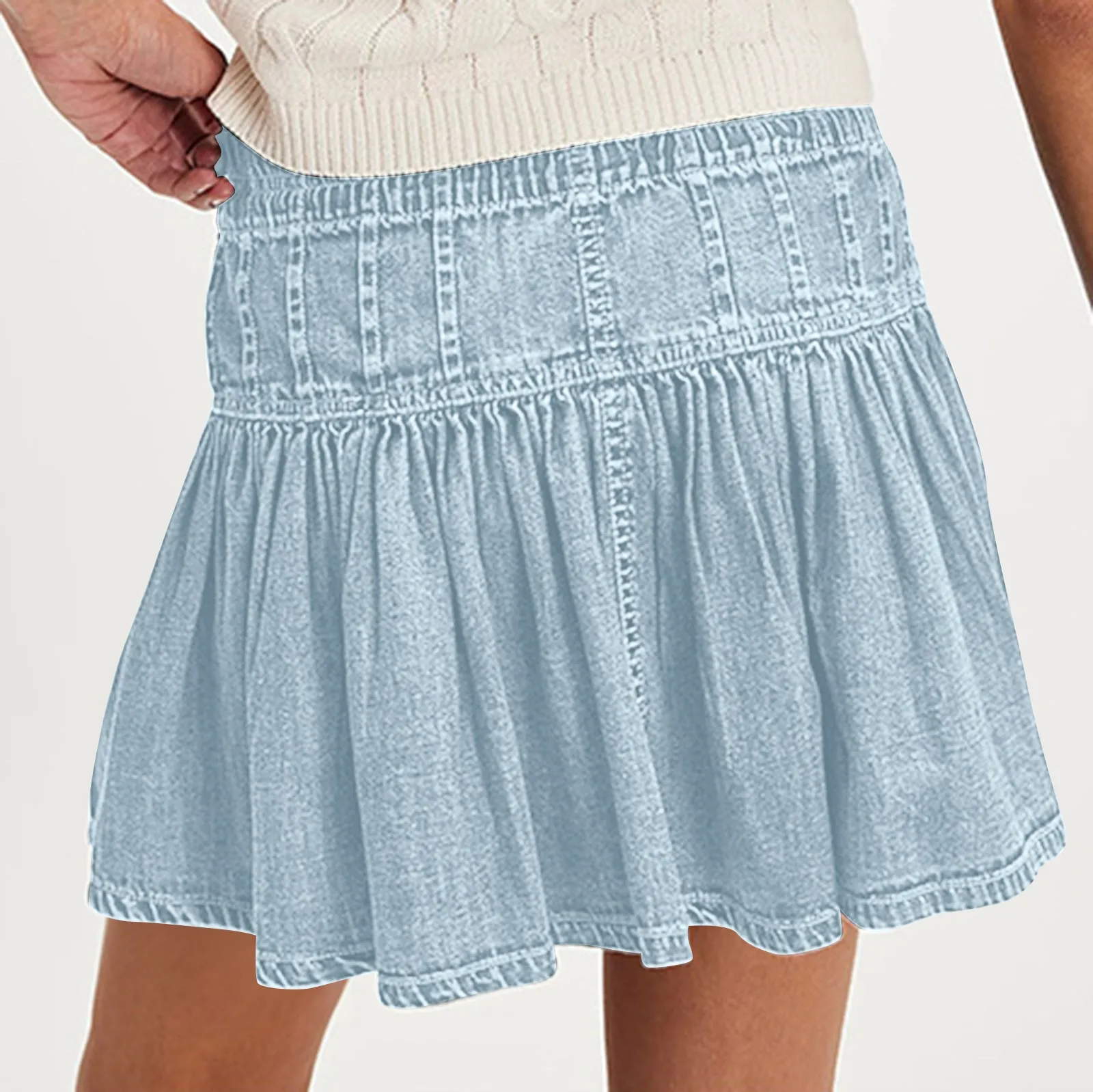 

Solid Color Clothing Ladies New Women'S Casual Slim Skirt Shorts Fit A-Line Pleated Button Ruffle Short Denim Skirt 2025