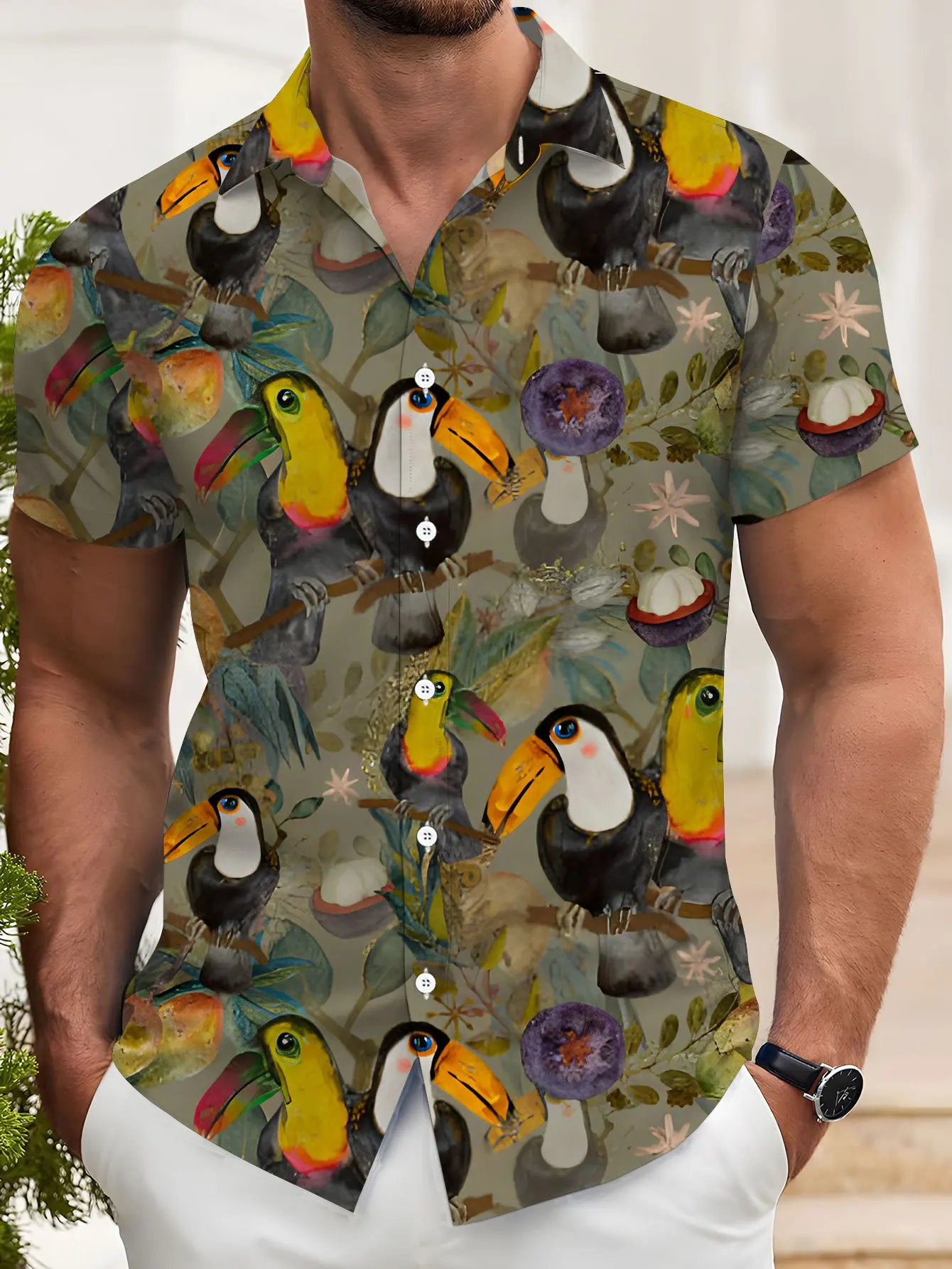 Hawaii Men's Casual Fashion Short Sleeve Shirt New Pattern Novel