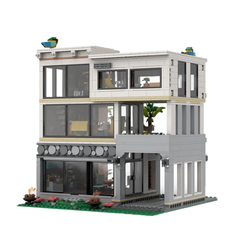 Stadt Serie Moderne Haus Modell Street View Architektur Bausteine DIY Montage Technologie Ziegel Desktop Display Spielzeug Geschenk