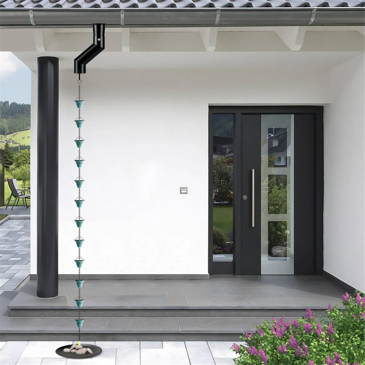 rain chain installation tool Rain Chain Gutter Adapter Black Installation Suit for Gutter Downspout Outlet