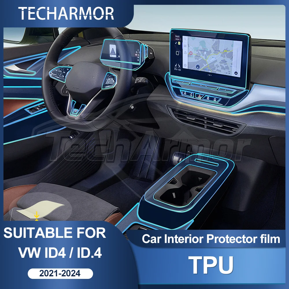 سيارة الداخلية بولي TPU طبقة رقيقة واقية مضادة للخدش لشركة فولكس فاجن ID.4 ID4 كروز GTX X Pro 2021-2024 السيارات واقية ملصق شفاف الكسوة #1