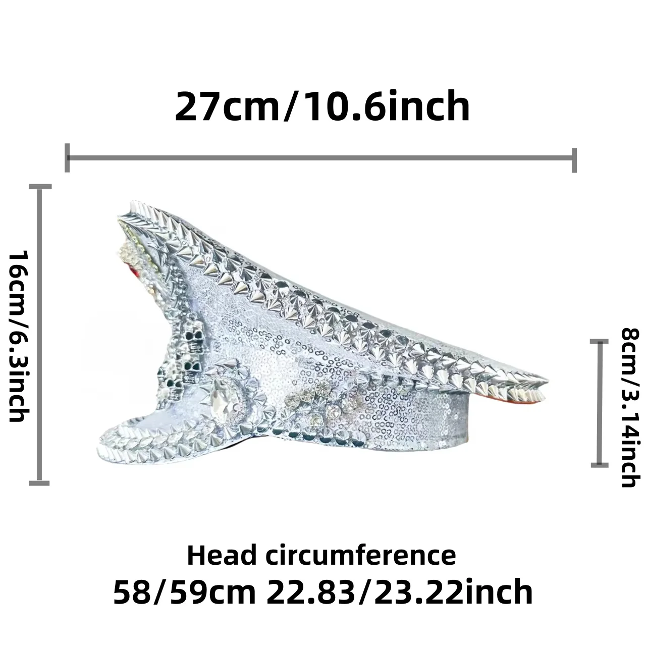 HongLuan Gelber Laser-Leder-Loop-Kapitänshut mit Strasssteinen und Militärkappen für Damen, Rave-Festivals-Accessoires und Partymütze für Herren