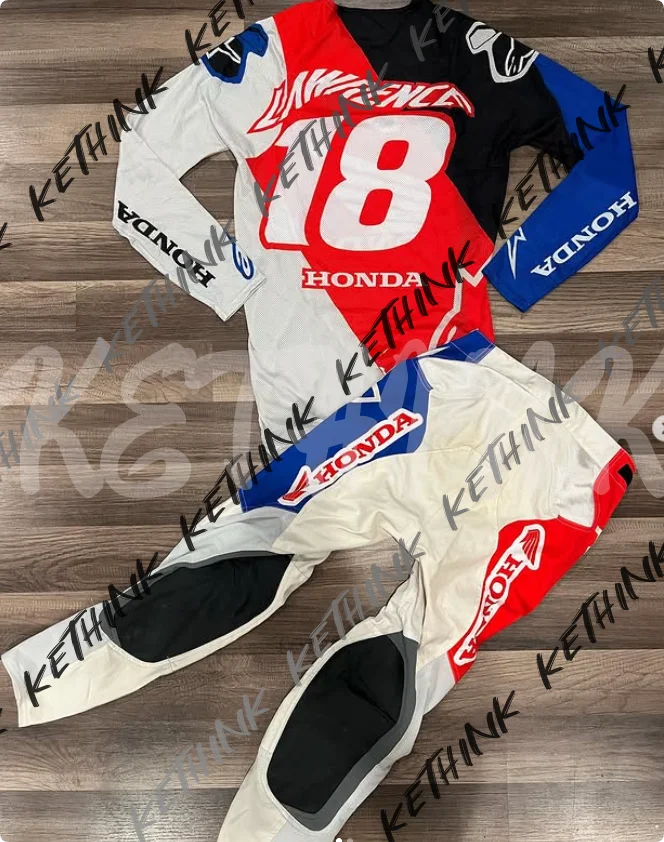 

Комплект быстросохнущей рубашки для мотоцикла Honda, # 18-комплект дышащего костюма для верховой езды LAWRENCE с длинными рукавами Y2K для бездорожья и мото повседневного снаряжения