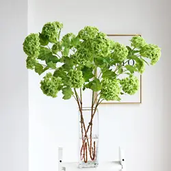 2Pcs High-end Realistic 5 Heads Snowball Flower Plastic Film Hydrangea Fake Flowers Wedding Flower Arrangement Home Decoration