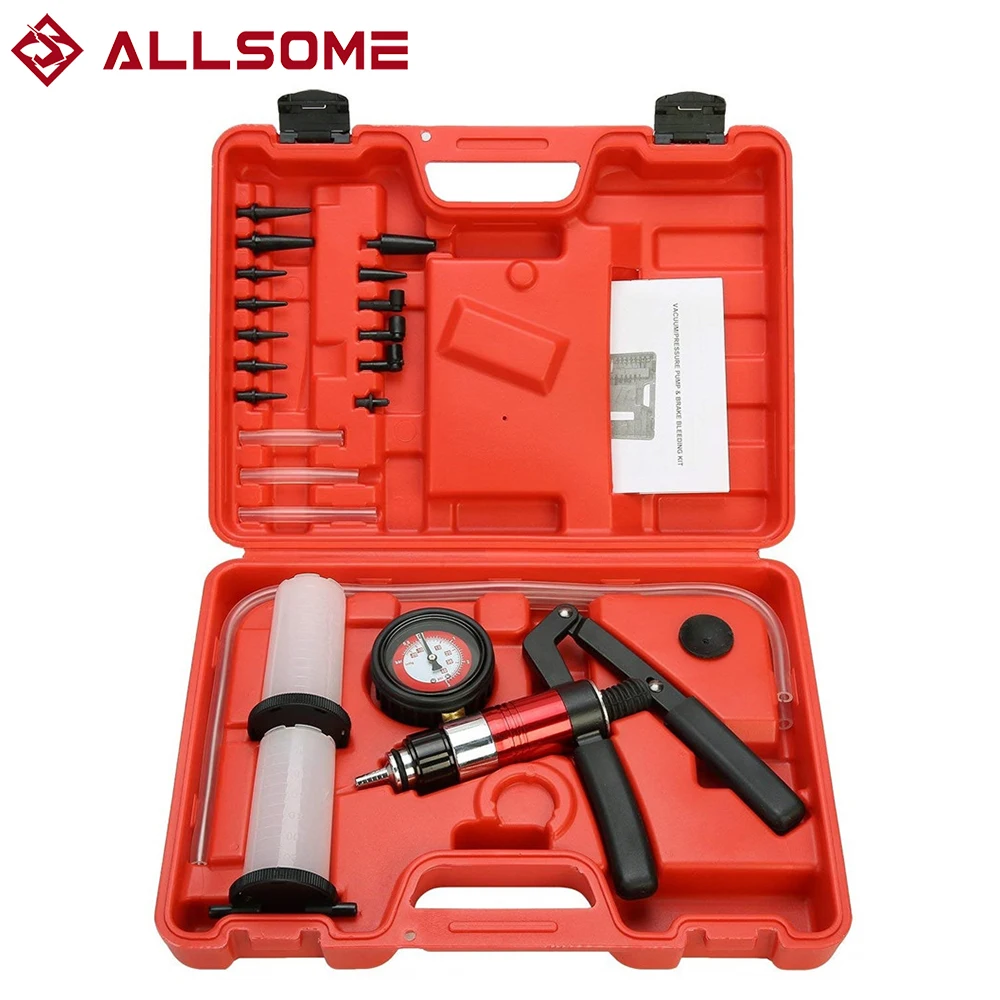 ALLSOME Auto Handheld Vacuum Pistol Pump Brake Bleeder Adaptor Fluid Reservoir Oil Tester Tools Kit Auto Diagnostic-tool Car