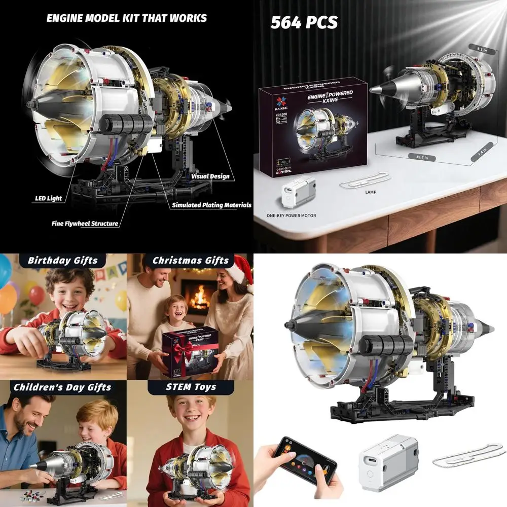 Kit de modèle de moteur à réaction contrôlé par application, ensemble de construction de 564 pièces avec moteur, adapté aux 14 ans et plus