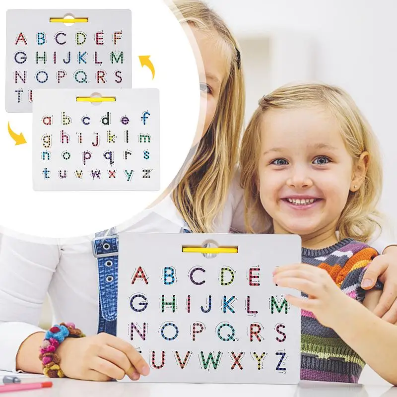 Magnetic Alphabet Tracing Board Double Sided Magnetic Alphabet Edition 2-in-1 Double-Sided Magnets Tracing Board Stem Toy